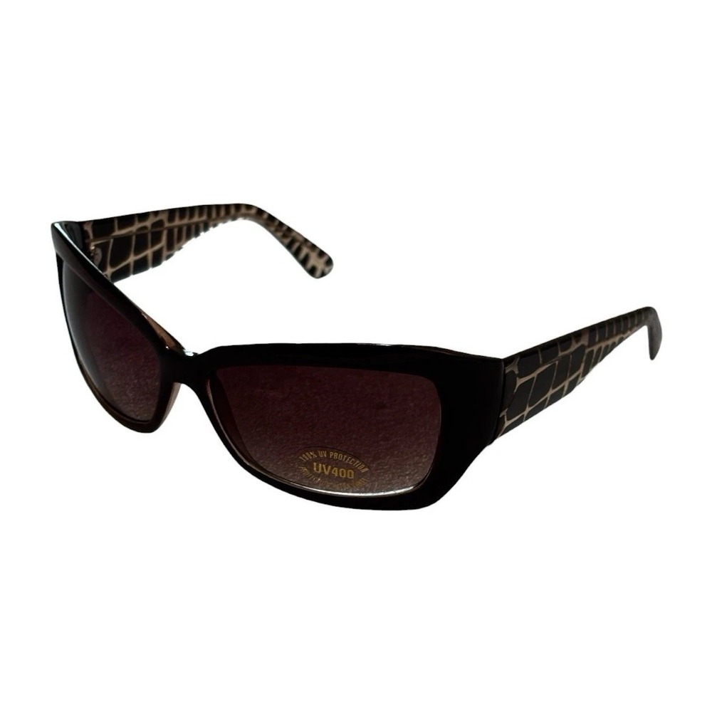 Chico's Women's Brown Wrap Sunglasses Croc Print Temples UV400 NWT